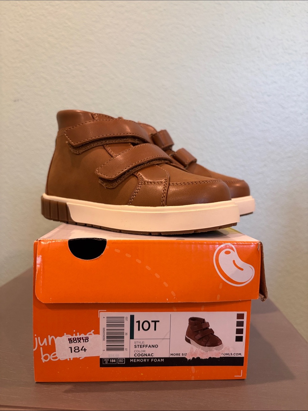 Boys Cognac Velcro Shoes